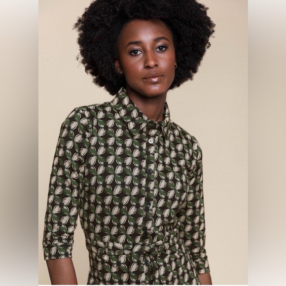 4 Funky Flavours Anthropologie patterned shirt dress sz L FITS Medium sz 8 - Picture 3 of 8